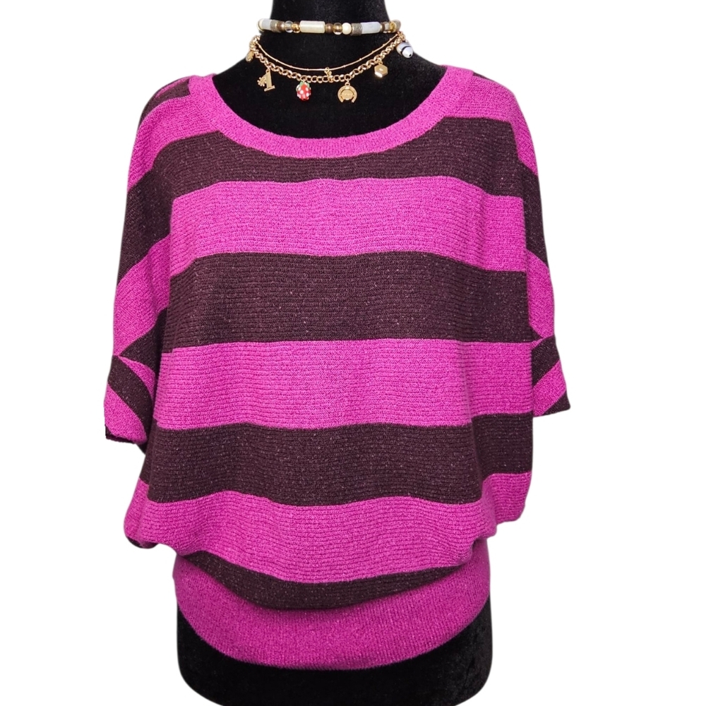 Pink and Brown Striped Women's Sweater